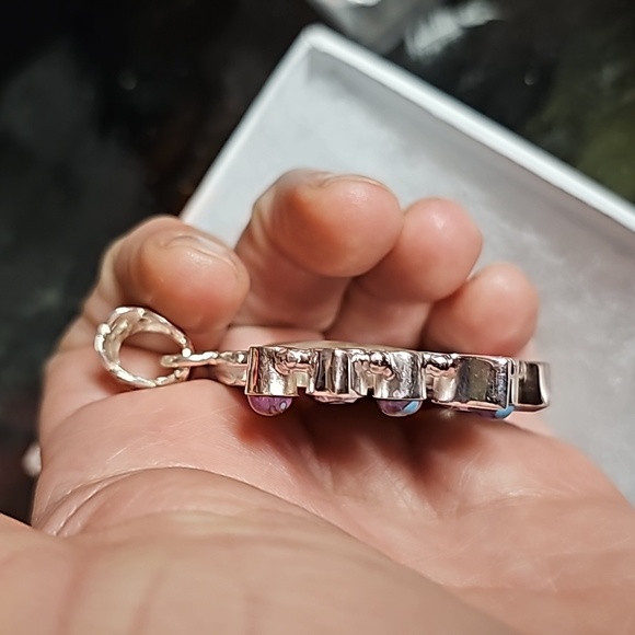 Ammonite Purple Amethyst Silver Pendant New - Picture 6 of 9